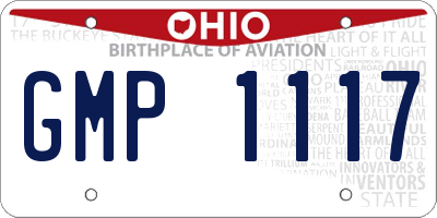 OH license plate GMP1117