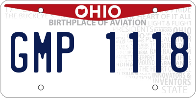 OH license plate GMP1118
