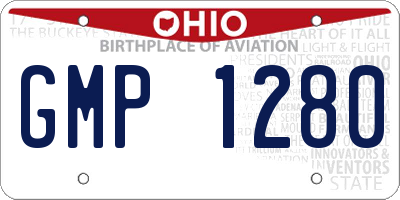 OH license plate GMP1280