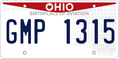OH license plate GMP1315