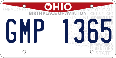 OH license plate GMP1365