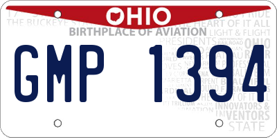 OH license plate GMP1394