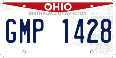 OH license plate GMP1428