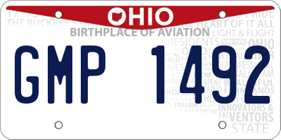 OH license plate GMP1492