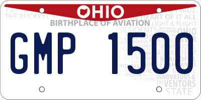 OH license plate GMP1500