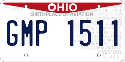 OH license plate GMP1511