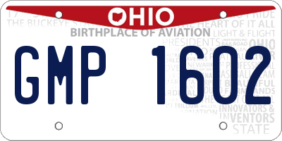 OH license plate GMP1602
