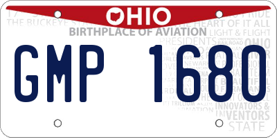 OH license plate GMP1680