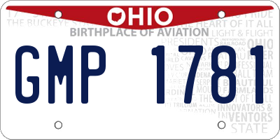 OH license plate GMP1781