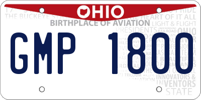 OH license plate GMP1800