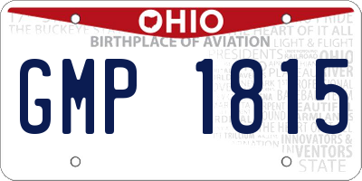 OH license plate GMP1815