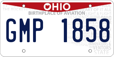 OH license plate GMP1858