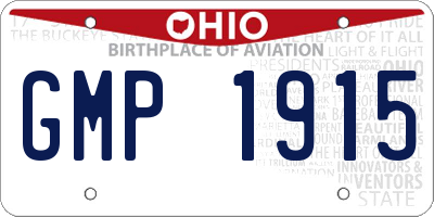 OH license plate GMP1915