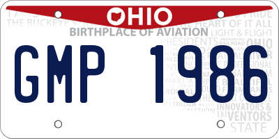 OH license plate GMP1986