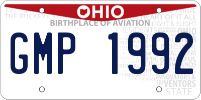 OH license plate GMP1992