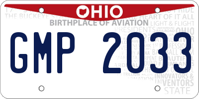 OH license plate GMP2033