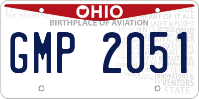 OH license plate GMP2051