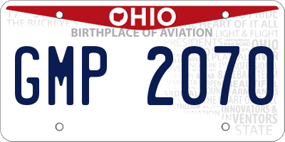 OH license plate GMP2070