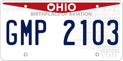 OH license plate GMP2103