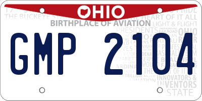 OH license plate GMP2104