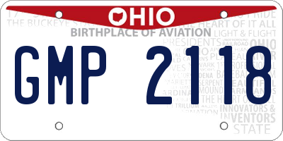 OH license plate GMP2118