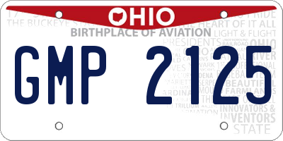 OH license plate GMP2125