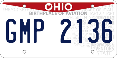 OH license plate GMP2136
