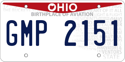 OH license plate GMP2151