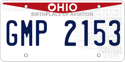 OH license plate GMP2153