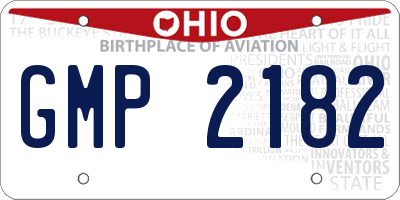 OH license plate GMP2182