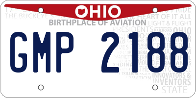 OH license plate GMP2188