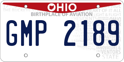 OH license plate GMP2189