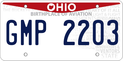OH license plate GMP2203