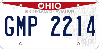 OH license plate GMP2214