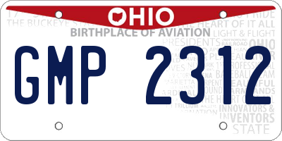 OH license plate GMP2312