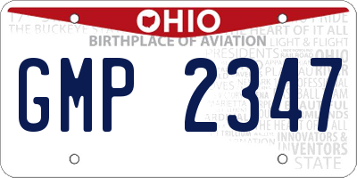 OH license plate GMP2347