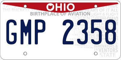 OH license plate GMP2358