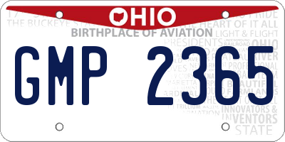 OH license plate GMP2365