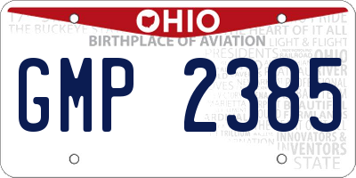 OH license plate GMP2385