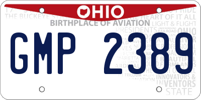 OH license plate GMP2389