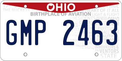 OH license plate GMP2463