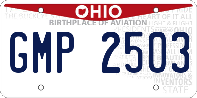 OH license plate GMP2503