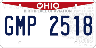 OH license plate GMP2518