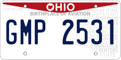 OH license plate GMP2531