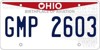 OH license plate GMP2603