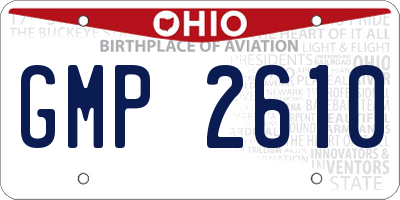 OH license plate GMP2610