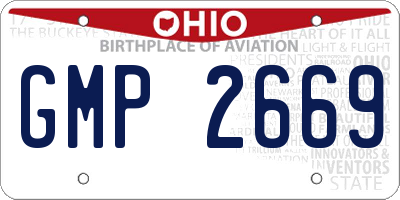 OH license plate GMP2669