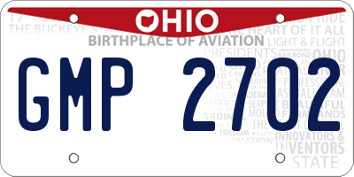 OH license plate GMP2702