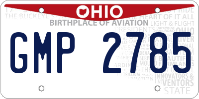 OH license plate GMP2785