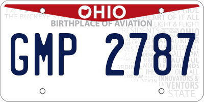 OH license plate GMP2787